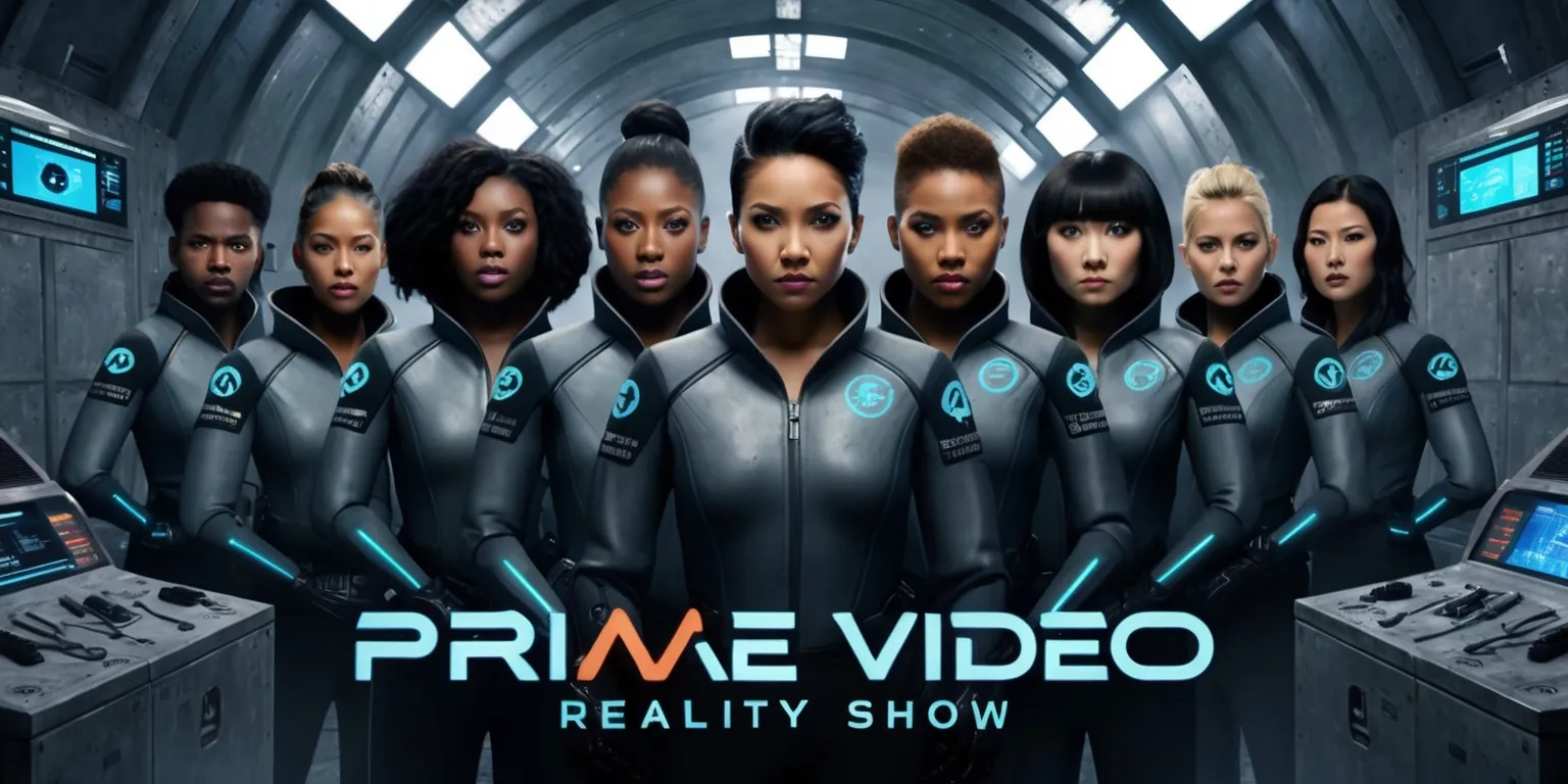 A dark and gritty dystopian reality show set in a confined, metallic vault with cold, industrial lighting, featuring a diverse group of contestants with determined facial expressions, varying skin tones, and unique hairstyles, all wearing sleek, high-tech jumpsuits with Prime Video logos emblazoned on their sleeves, as they interact and form alliances, with futuristic screens and control panels displaying their progress and challenges, set against a backdrop of a desolate, post-apocalyptic world, with a bold, futuristic font displaying the show's title and a muted color palette of grays, blues, and oranges, evoking a sense of tension and urgency.